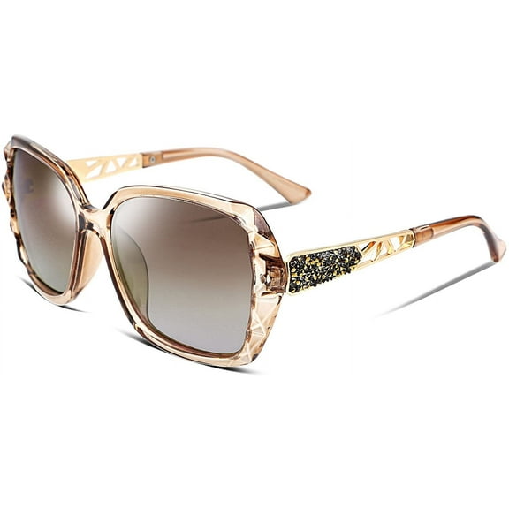 FEISEDY UV Protection Women's Square Sunglasses, Gold