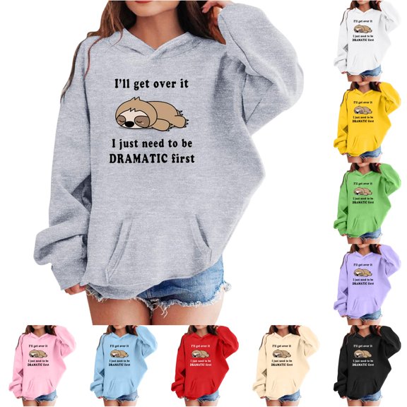 NordicNest Girls Long Sleeve Hooded Sweatshirt Casual Pullover Top With Prints Soft Lined Jacket For Playful Outdoor Activities And School Wear Comfortable Kids Fashion Apparel Boys Hoodies