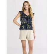 Womens Ruffle Wrap Tank Top, XS-XXXL