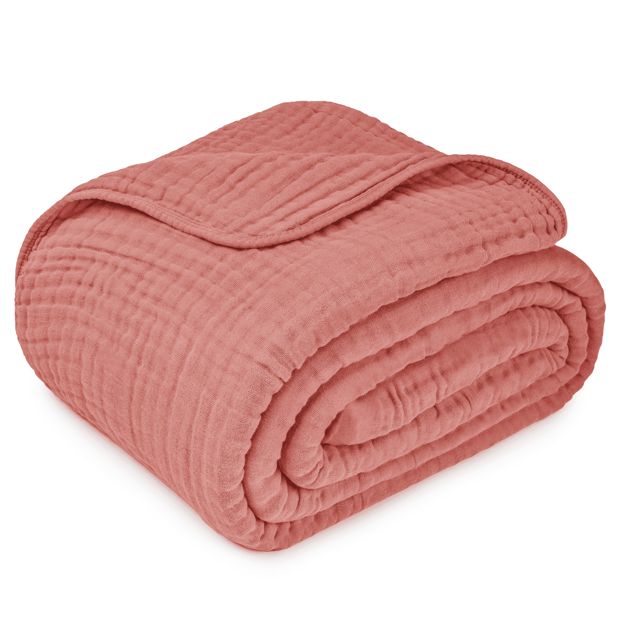 Comfy Cubs Muslin Blanket, Large 108” x 90”, 6 Layer Cooling Cotton Softness (Dusty Rose, King)