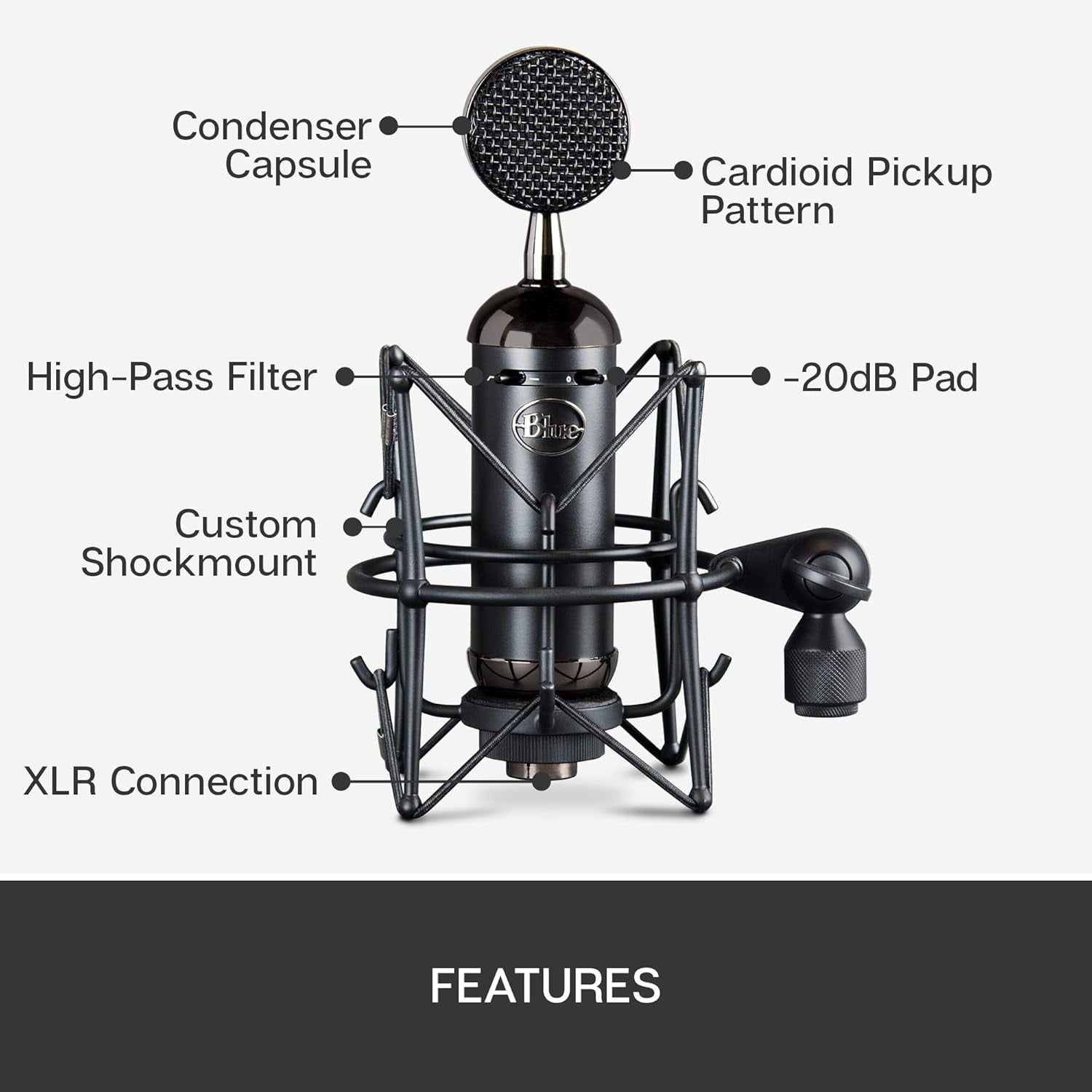Blue Blackout Spark SL XLR Wired Cardioid Condenser Microphone - Black
