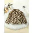 thumbnail image 3 of ZAXARRA Girls Autumn Winter Plush Coats Solid Color/Leopard Print Lapel Button Outerwear, 3 of 9
