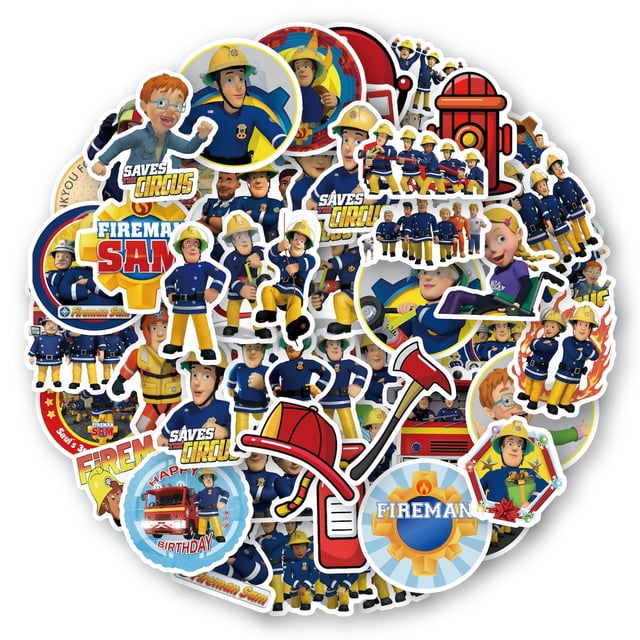 Pegatina Fireman Sam de vinilo PVC impermeable, 50 unidades, para W