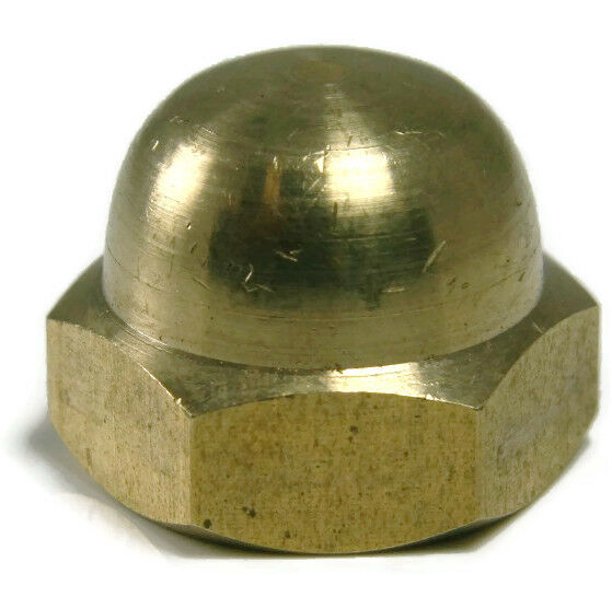 Brass Solid Hex Acorn Cap Nut UNC 3/816, Qty 25