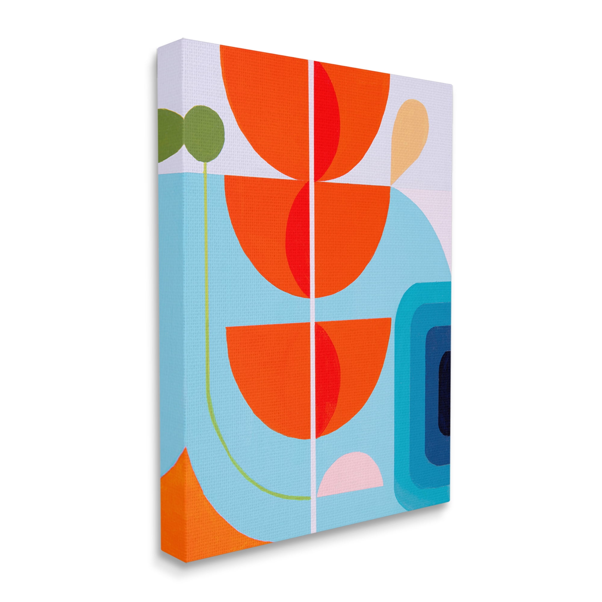 Stupell Industries Red & Blue Modern Shapes Abstract Painting Gallery Wrapped Canvas Art Print Wall Art, 30 x 40