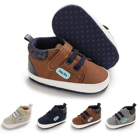 

Toddler Baby Boys Girls High Tops Ankle Sneakers Soft Anti-Slip Sole PU Leather Moccasins Infant Newborn Prewalker First Walking Crib Shoes