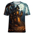 thumbnail image 5 of Halloween Scary Night Full Moon Women's Short Sleeve Tops Casual Blouses T Shirt, 5 of 6