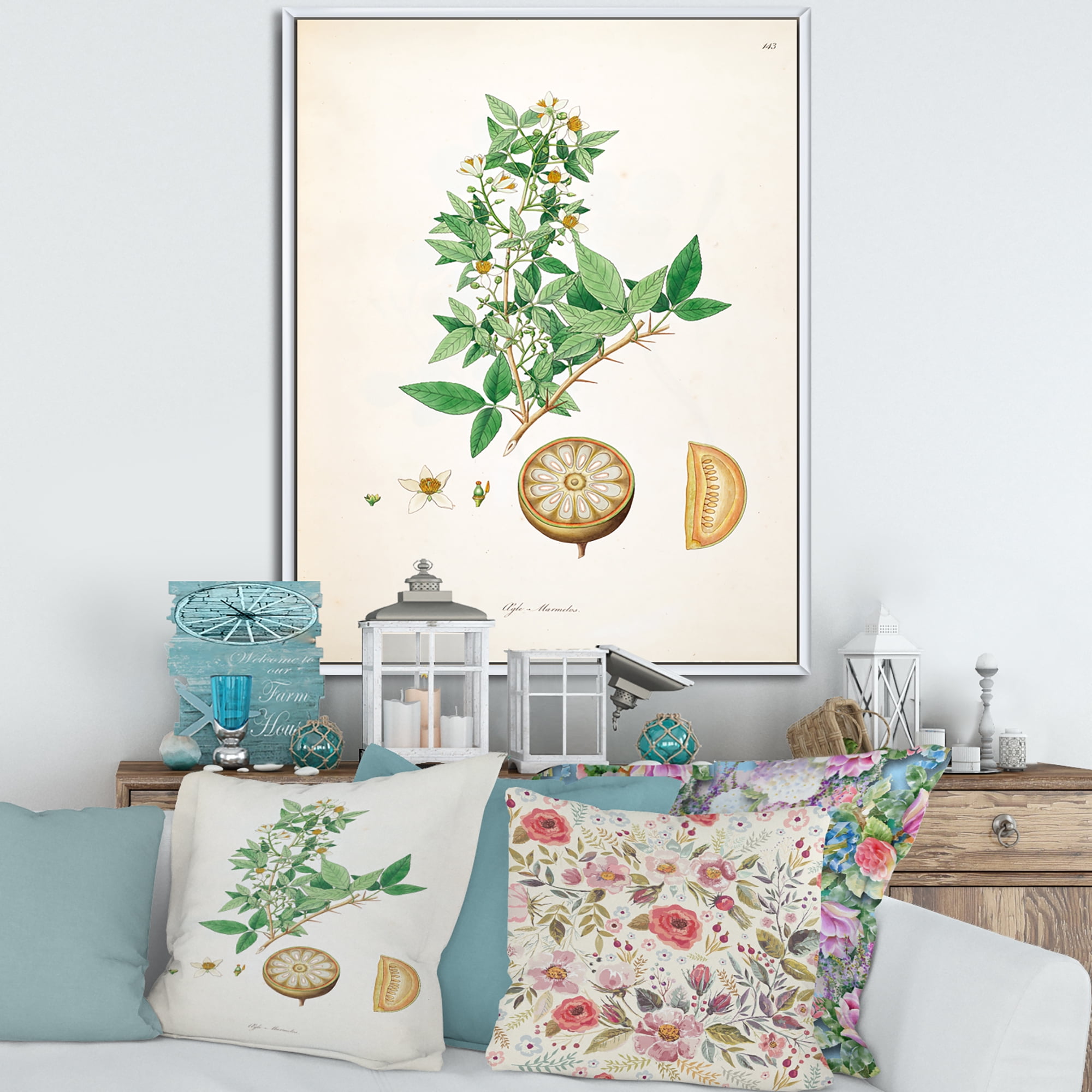 Designart 'Ancient Plant Life X' Farmhouse Framed Canvas Wall Art Print