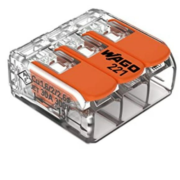 221-613 - Écrous de Levier WAGO Réutilisables ORANGE 3C/20-10AWG