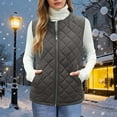 thumbnail image 2 of Busydd Cotton Vest for Women Warm Comfy Sleeveless Puffer Vest Casual Fashion Solid Color Zipper Womens Vest with Pockets 3XL, 2 of 9