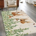 thumbnail image 4 of Area Rug 48×72in, Retro Deer Birds on Retro Linen Floor Carpet Living Room Rug, Watercolor Leaves Non-Slip Welcome Mat Indoor Rugs for Bedroom Dining Room, 4 of 9