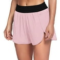 thumbnail image 2 of WTXUE Shorts for Women, Women's Sports Fitness Shorts Elastic Waist Running Anti Slip Loose Two Pants Straight-Leg Baggy Fit Activewear Short, Pink, 2 of 6