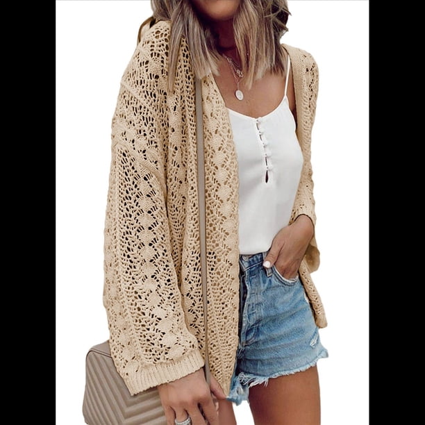 Suéter Tipo Cárdigan para Mujer Color Albaricoque XL