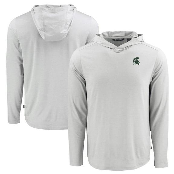 Men's Cutter & Buck Gray Michigan State Spartans Coastline Epic Comfort Eco Recycled Long Sleeve Hoodie T-Shirt