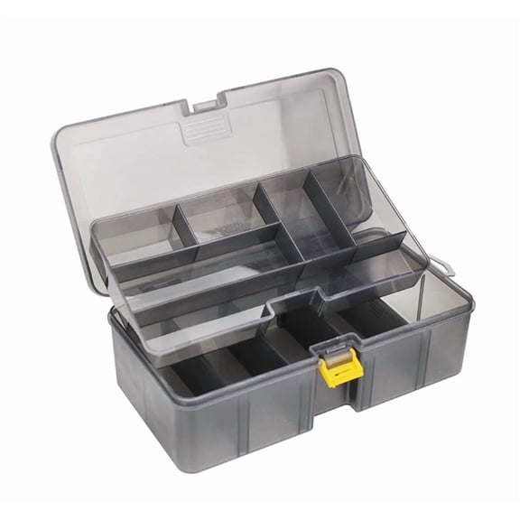 Double Layer Plastic Tackle Box, Lightweight Fishing Storage Box for Lures and Soft Baits, Multi-functional Organizer