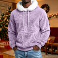 thumbnail image 7 of EliteGoogv Men's Fleece Hoodie Faux Fur Collar Pullover Sweatshirt Drawstring Kangaroo Pocket Long Sleeve Cozy Loose Fit Winter Top,M, 7 of 7