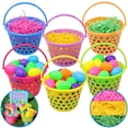 thumbnail image 1 of Cestas de plástico para Pascua JOYIN, 6 piezas, con asa y césped, 1 of 8