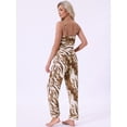 thumbnail image 4 of DARING DIVA Women's Satin Loungewear Leopard Print Cami Spaghetti Pajama Sets S Gold, 4 of 7