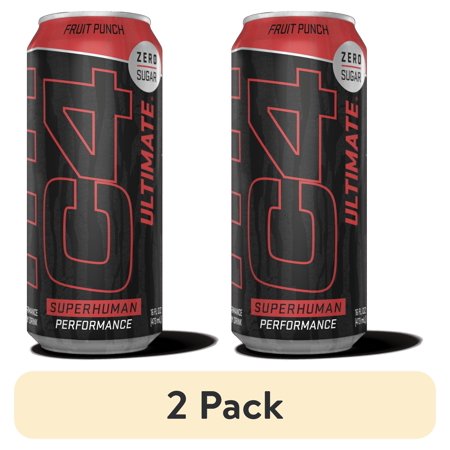 (2 pack) C4 Ultimate Energy Drink, Fruit Punch, 16 fl oz Single Can