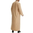 thumbnail image 4 of Miluxas Men's Saudi Arabic Thobe Jubba Dishdasha Long Sleeve Robe Ramadan Muslim Dress Middle East Islamic Clothing Khaki, 4 of 8