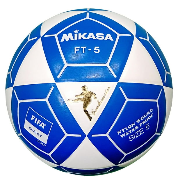 Balón de Fútbol Mikasa FT5 Goal Master Talla 5 Impermeable Blanco/Azul