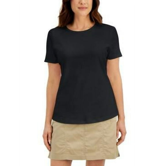 MSRP $13 Karen Scott Cotton Short-Sleeve Crewneck Top Black Size Small