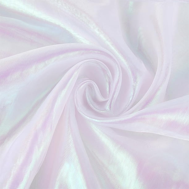 Tela de organza de 6,6 × 1,6 yardas de largo, tela de organza sólida para novias, tela de poliéster de organza con degradado mágico, tela de gasa holográfica iridiscente para vestido por