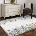 thumbnail image 3 of Spring Purple Floral Area Rugs 4'x6', Washable Small Throw Rugs for Office Bathroom, Rustic Watercolor Flowers Botanical Indoor Outdoor Rug Non-Slip Low Pile Carpet Runner Reversible Floor Mats, 3 of 8