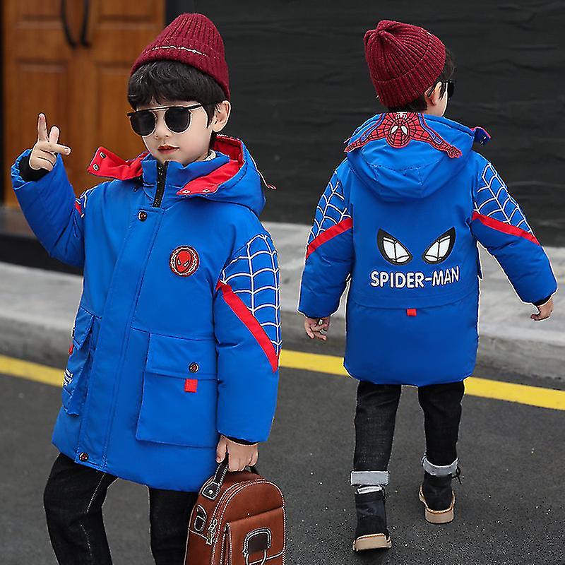 Spiderman Veste Garçon Blouson Hiver Chaud à Capuche - Manteau Rouge Taille 6 Ans