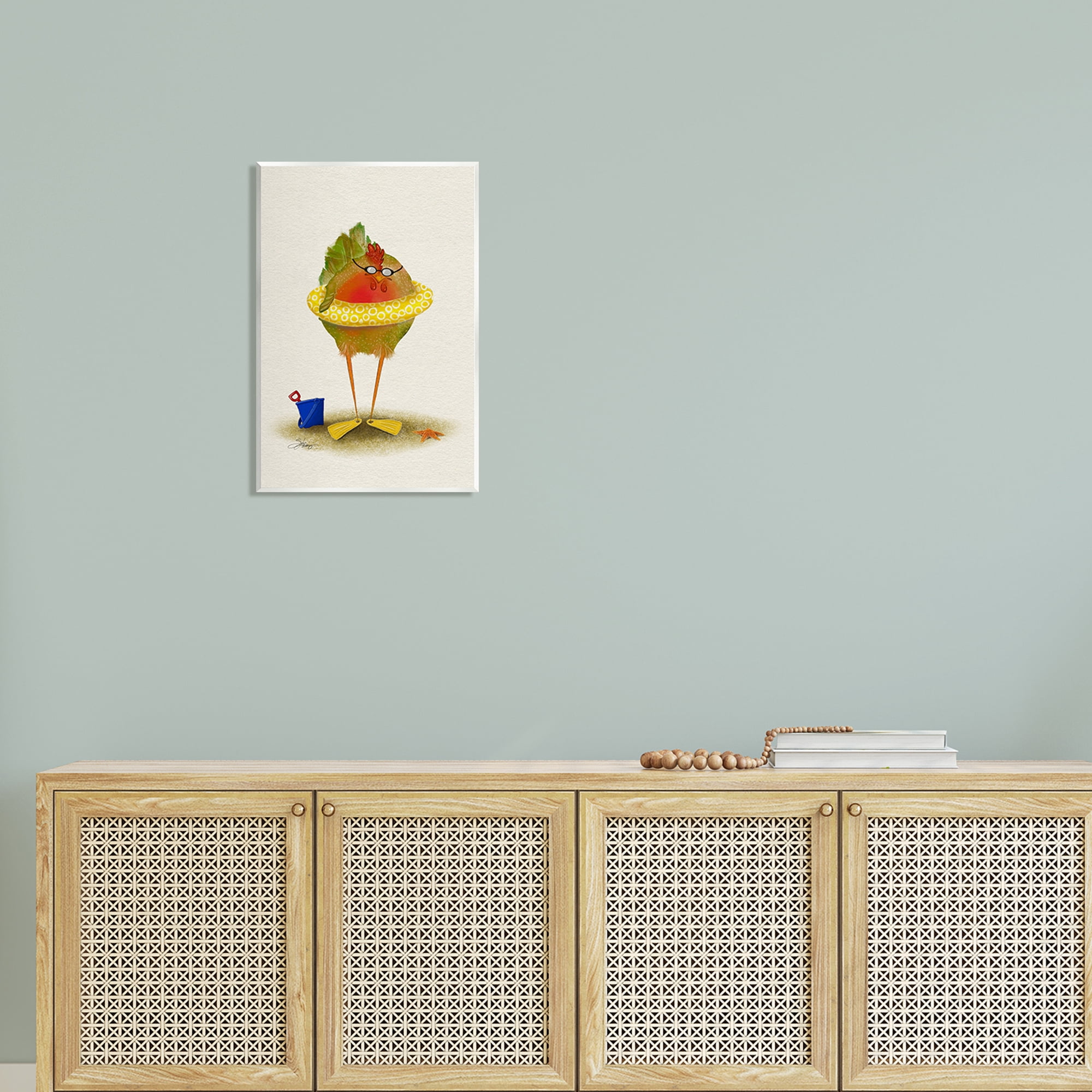 Stupell Fun Whimsical Bird Beach Tube Landscape Painting Wall Plaque Unframed Art Print Wall Art