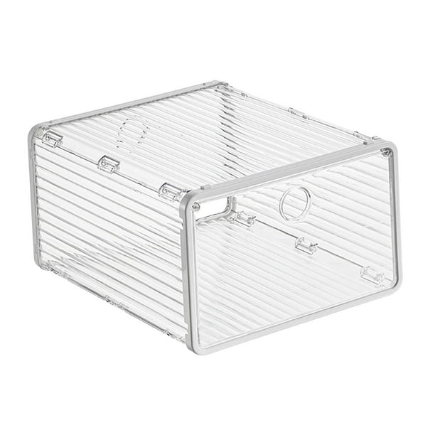 Caja grande para guardar zapatos, contenedor transparente, organizador de zapatos apilable, apertura lateral, blanco