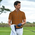 thumbnail image 3 of Polo Shirts for Men, Black And Orange Houndstooth Breathable Casual Mens Polo Shirts Short Sleeve Button Down Classic Mens Golf Polo Shirts, 3 of 7