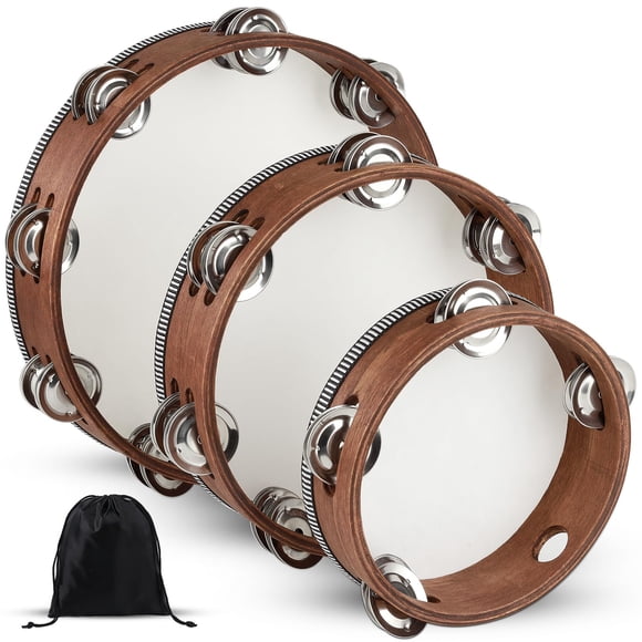 Pandereta Wirmevi, percusión manual de madera, 3 unidades, 15+20+25 cm