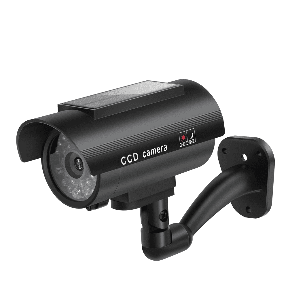 Solar Powered Fake Security Camera with Realistic Red Flashing Lights