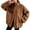 Brown, variant on Womens Jackets Fuzzy Stand Collar Button Down Jackets With Side Pocket Oversized Stylish Casual Daily Commute Wear Jackets