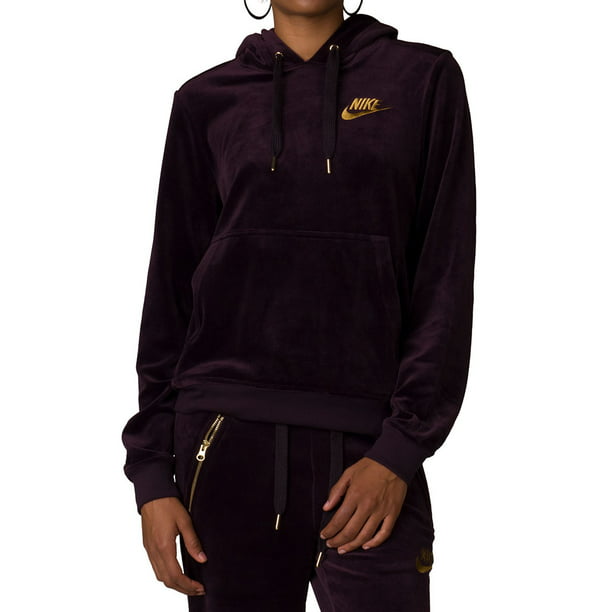 Solo haz exposición Carnicero Nike Velour Women's Pullover Fashion Casual Hoodie Dark Purple/Gold  aa3138-652 - Walmart.com