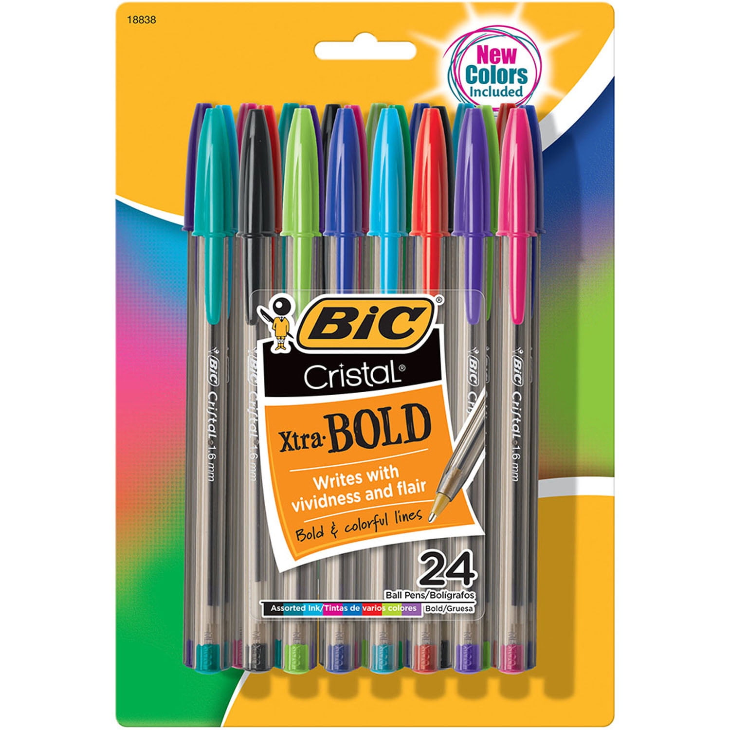 BIC Cristal Xtra Bold Fashion Ballpoint Pen, Medium Point (1.6mm), Assorted Colors, 24 Per Pack, 2 Packs