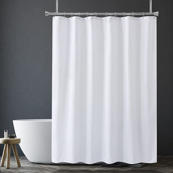 Waterproof Nylon Polyester Fabric Shower Curtain Liner by Home Bargains Plus, 70 x 96 Inch Extra Long, White