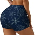 thumbnail image 2 of Wukai Snowflake Dark Blue Print Pack Biker Shorts for Women Yoga Workout Gym Running Scrunch Active Shorts-Medium, 2 of 8