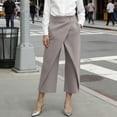 thumbnail image 5 of Utoimkio High Waist Wrap Front Capri Pants for Women Casual Single Button Overlay Cropped Trousers for Women with Side Hand Pockets, 5 of 7