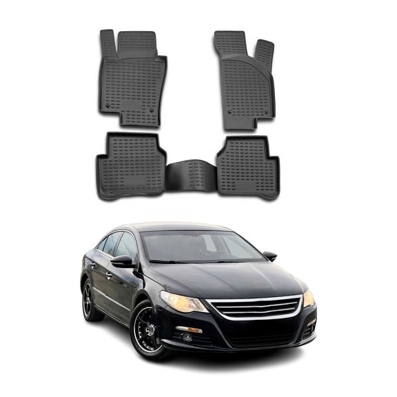OMAC Floor Mats Liner for VW CC 2009-2017 Black TPE All-Weather 4 Pcs