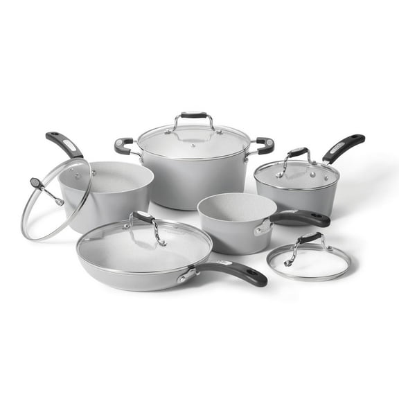 Starfrit The Rock Terra 10-Piece Cookware Set, Ceramic Non-Stick  Rock.Tec Surface, Thick Aluminum Base, Oven & Dishwasher Safe, PFAS-Free