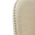 thumbnail image 6 of Kobe Counter Stool,Modern Brown Wood Finishing and Natural Fabric Button-Tufted Upholstered Swivel Barstool, 6 of 7