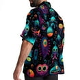 thumbnail image 3 of Alien Men's Short Sleeve Casual Printed Button Down Beach Shirt - Summer Unisex Top, 3 of 6