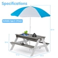 thumbnail image 6 of Kids Outdoor Picnic Table Set with Bench, 3 in 1 Sand and Water Activity Table Outdoor Convertible Picnic Table with Umbrella, Removable Tabletop, Play Boxes, Kids Table and Chair Set for Patio, Gray, 6 of 10