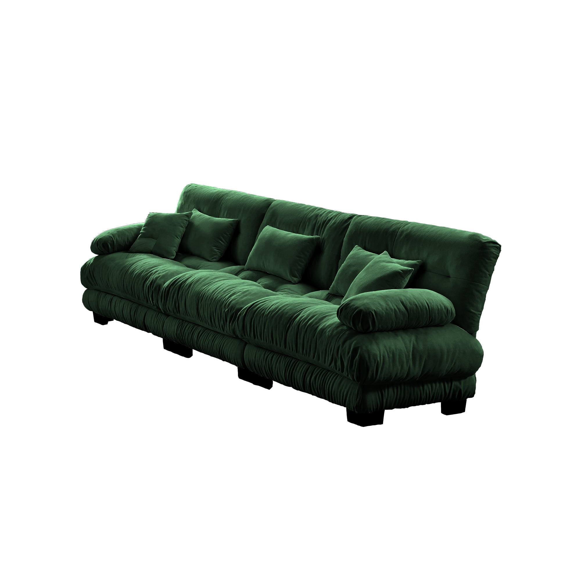 Gewnee 3-Seater 133.8" Modular Sectional Sofa, Deep Seat Chenille Cloud Couch with Lumbar Pillows & Throw Pillows, Upholstered Sofa for Living Room, Green