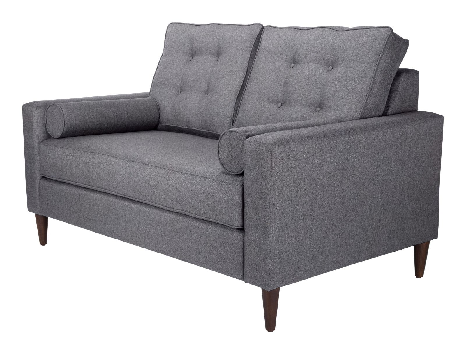 Modern Contemporary Loveseat Sofa Dark Grey Gray Polyester Fabric Poplar Wood