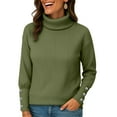 thumbnail image 5 of Women's Turtleneck Sweaters Fall Fitted Long Sleeve Pullover Sweater Ribbed Knit Basic Tops Army Green M, 5 of 5