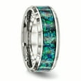 thumbnail image 4 of Bague pour Homme en Acier Inoxydable Poli avec Imitation Opale Bleue 8mm Taille 9.5, 4 of 6