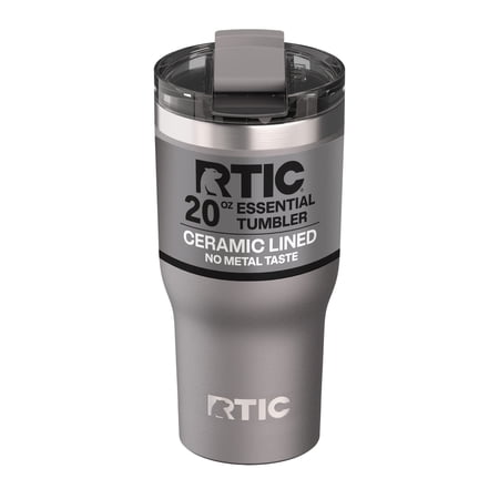 RTIC 20 oz Ceramic Lined Insulated Essential Tumbler Leak-Resistant Lid Graphite